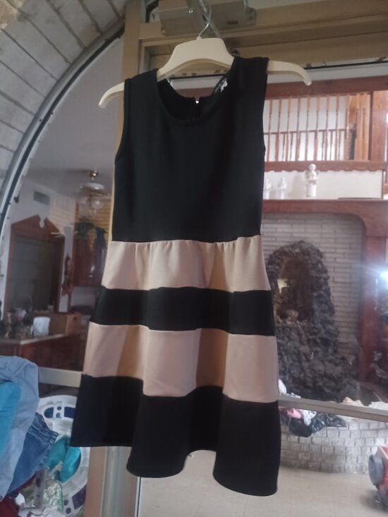 French Atmosphere Dresses & Skirts - French Atmosphere Women's Sleeveless Dress S Black & Beige